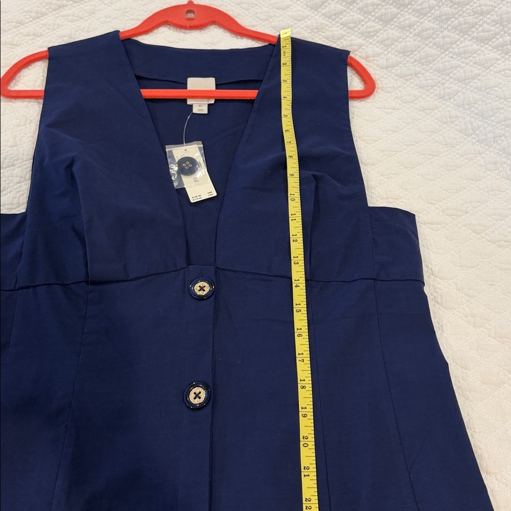 Anthropologie Maeve Vest Deep V Button Front Navy SIZE XL NEW - Picture 10 of 10